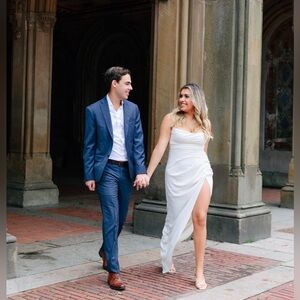 Amanda Uprichard White Ruched Maxi Dress